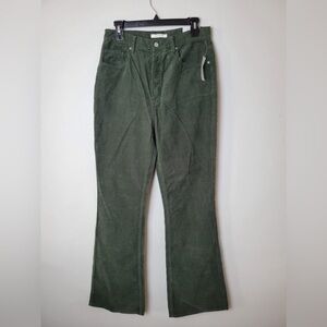 NEW PacSun Pants Womens 29 Green Skinny Bootcut Corduroy High Rise Button Cord